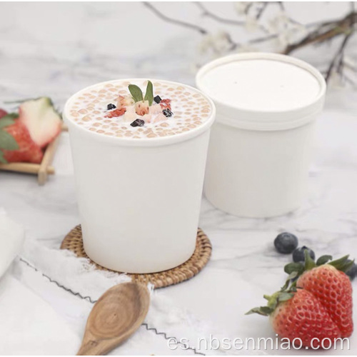 Cubo de comida rápida para llevar de papel kraft blanco desechable